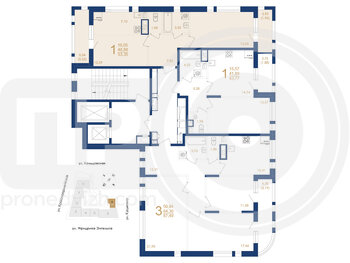 Миниатюра 1-комнатная квартира, 53.35кв.м