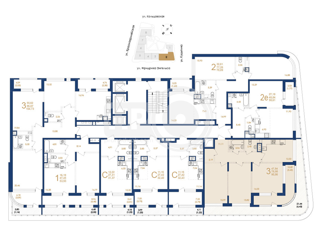 3-комнатная квартира, 90.86кв.м