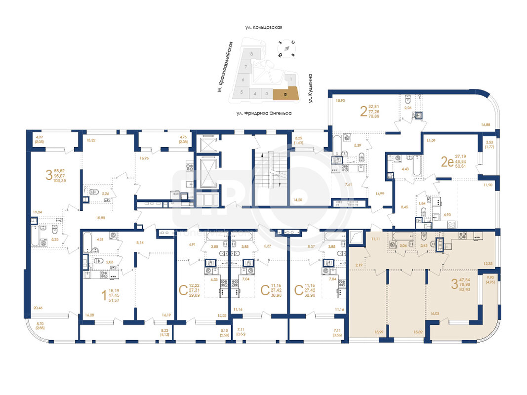 3-комнатная квартира, 83.93кв.м