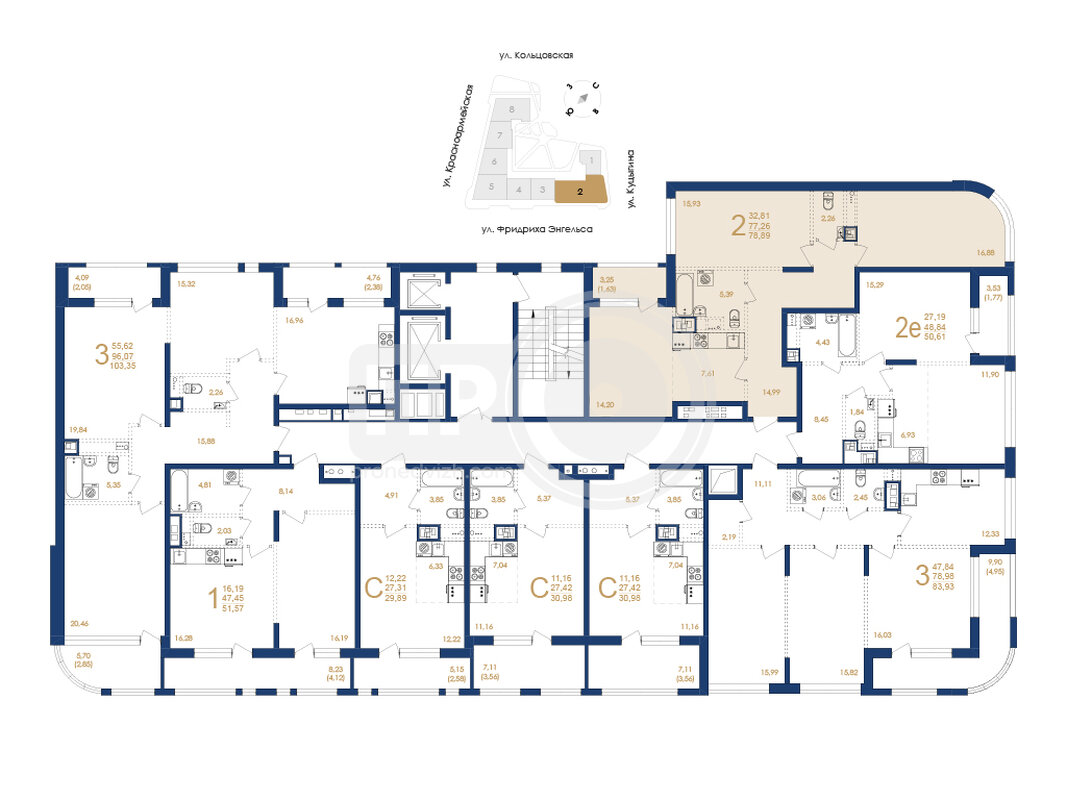 2-комнатная квартира, 78.89кв.м