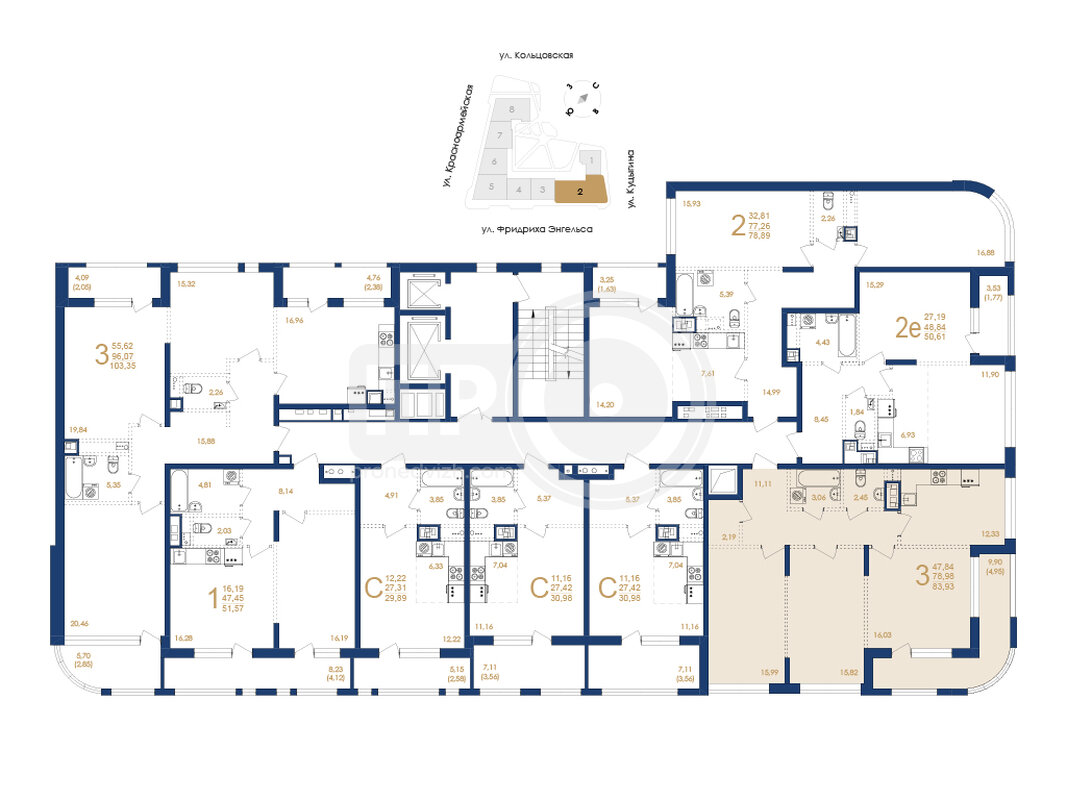 3-комнатная квартира, 83.93кв.м