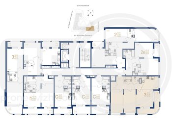Миниатюра 3-комнатная квартира, 83.93кв.м
