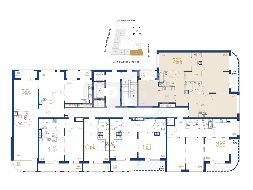 3-комнатная квартира, 127.29кв.м