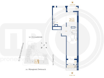 Миниатюра 2-комнатная квартира, 66.3кв.м