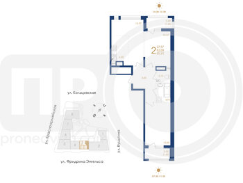 Миниатюра 2-комнатная квартира, 65.41кв.м