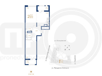 Миниатюра 2-комнатная квартира, 64.18кв.м