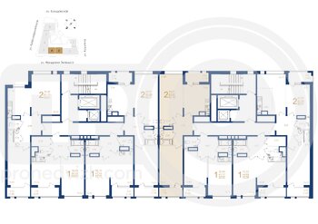 Миниатюра 2-комнатная квартира, 64.14кв.м