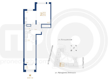 Миниатюра 2-комнатная квартира, 67.14кв.м