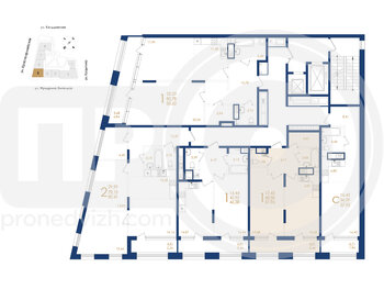 Миниатюра 1-комнатная квартира, 51.96кв.м