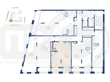 Миниатюра 1-комнатная квартира, 46.38кв.м