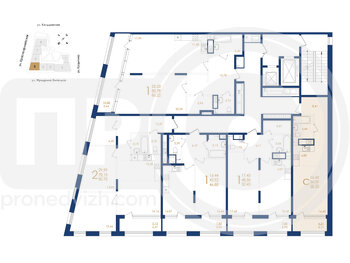 Миниатюра 1-комнатная квартира, 38.2кв.м