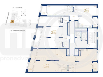 Миниатюра 3-комнатная квартира, 114.37кв.м