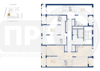 Миниатюра 3-комнатная квартира, 90.89кв.м