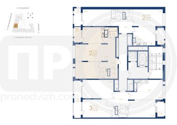 Миниатюра 2-комнатная квартира, 65.21кв.м