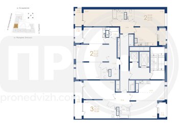 Миниатюра 2-комнатная квартира, 64.24кв.м