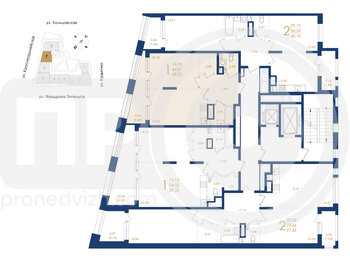 Миниатюра 1-комнатная квартира, 48.35кв.м