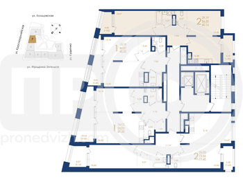 Миниатюра 2-комнатная квартира, 60.16кв.м