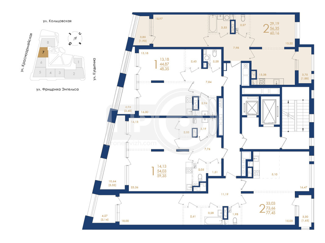 2-комнатная квартира, 60.16кв.м