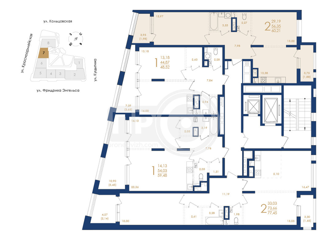 2-комнатная квартира, 60.21кв.м