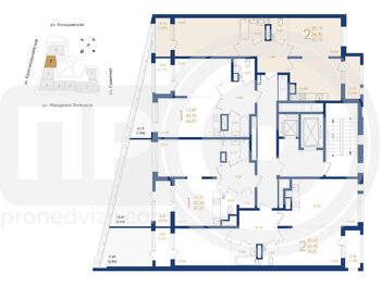 Миниатюра 2-комнатная квартира, 60.1кв.м