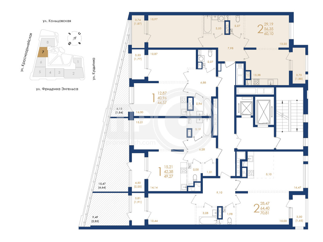 2-комнатная квартира, 60.1кв.м