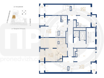 Миниатюра 1-комнатная квартира, 44.45кв.м
