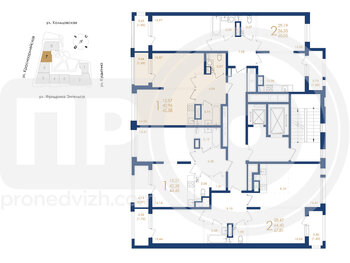 Миниатюра 1-комнатная квартира, 42.58кв.м