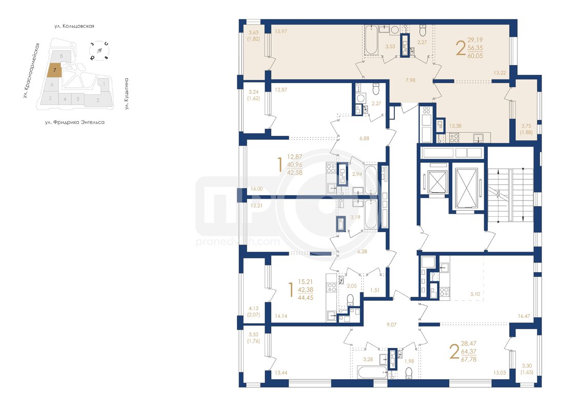 2-комнатная квартира, 60.05кв.м