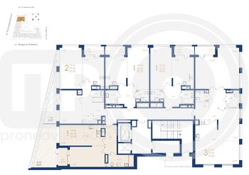 Миниатюра 1-комнатная квартира, 53.62кв.м