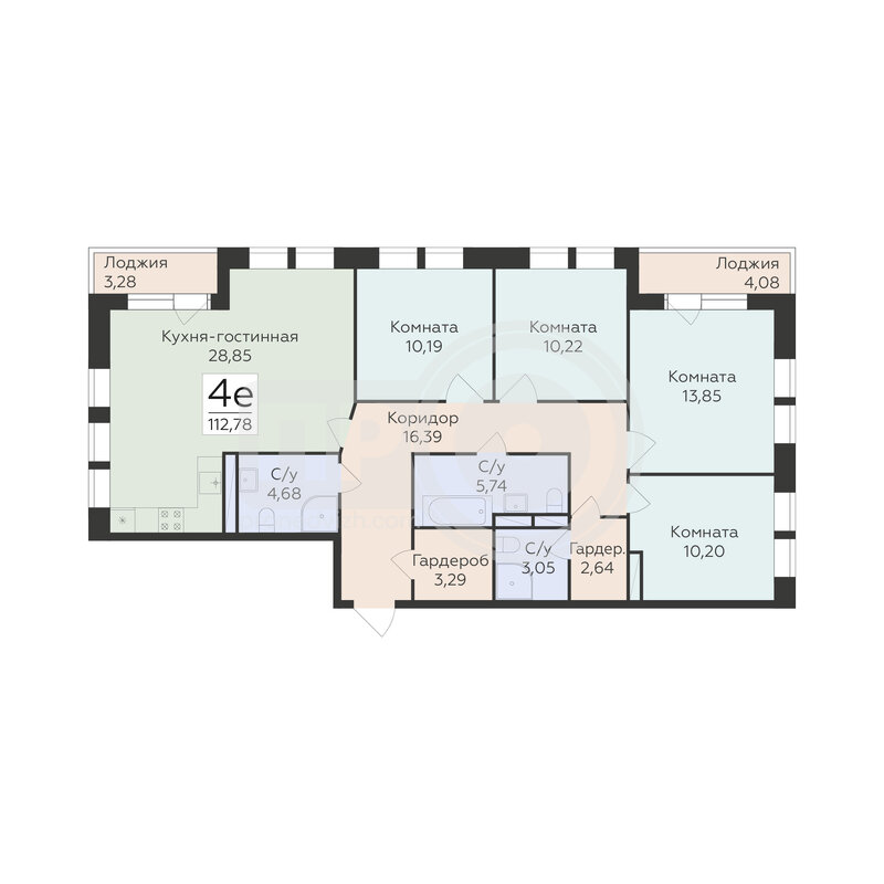 4-комнатная квартира, 112.78кв.м