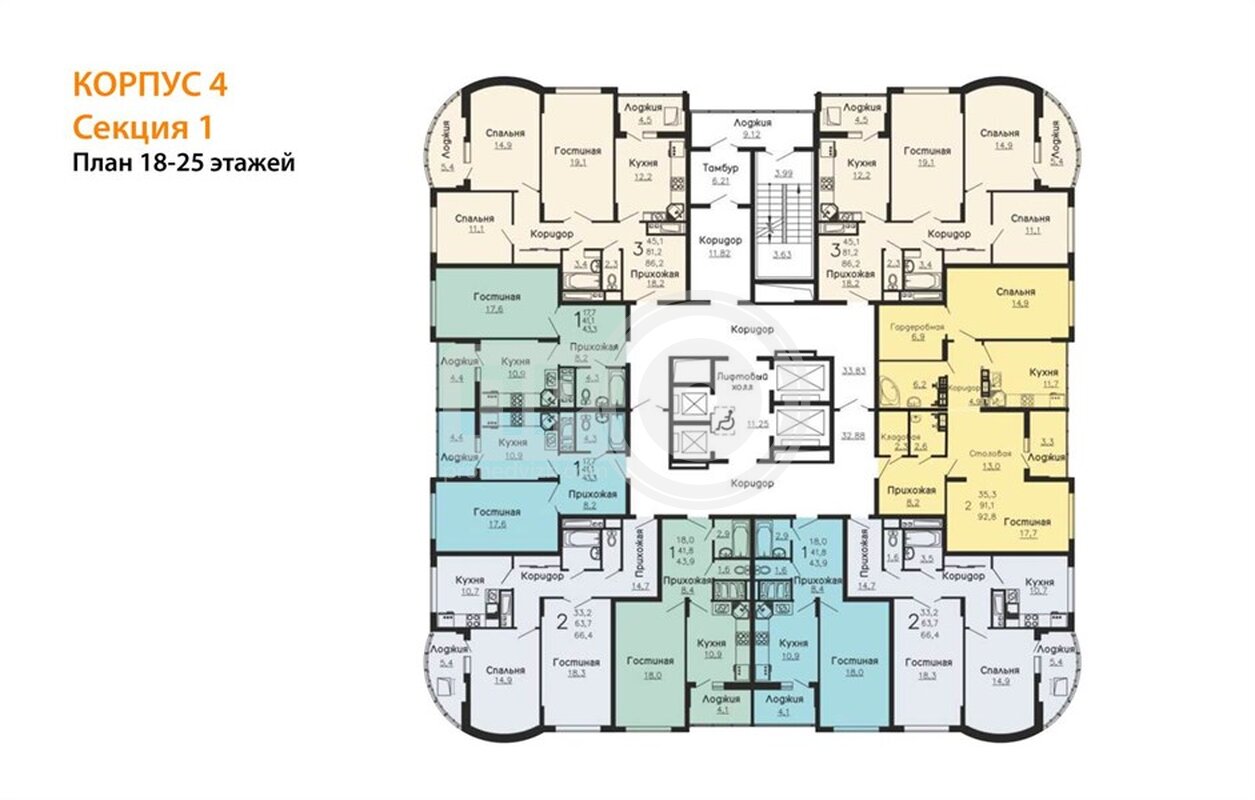 2-комнатная квартира, 92.8кв.м