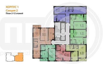 Миниатюра 3-комнатная квартира, 76.2кв.м