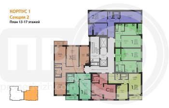 Миниатюра 1-комнатная квартира, 38.4кв.м