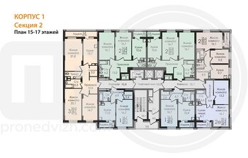 Миниатюра 2-комнатная квартира, 64.8кв.м