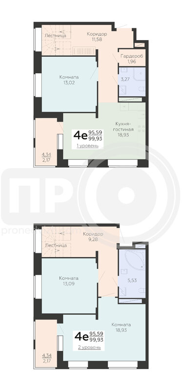 4-комнатная квартира, 99.93кв.м