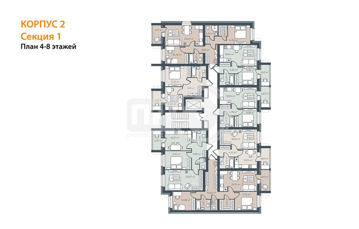 2-комнатная квартира, 71.2кв.м
