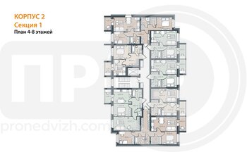 Миниатюра 2-комнатная квартира, 71.2кв.м