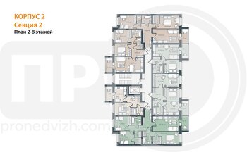 Миниатюра 2-комнатная квартира, 65.31кв.м