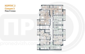 Миниатюра 2-комнатная квартира, 66.54кв.м