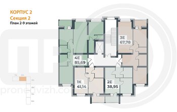 Миниатюра 3-комнатная квартира, 85.69кв.м