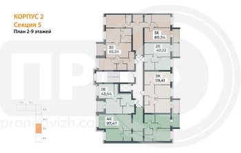 Миниатюра 1-комнатная квартира, 42.54кв.м
