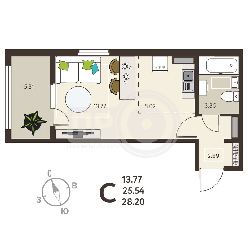 9-комнатная квартира, 28.2кв.м