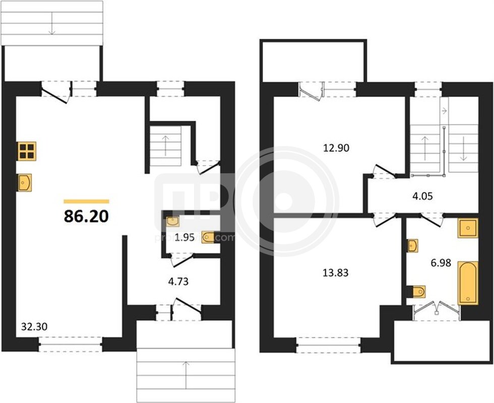 2-комнатная квартира, 86.2кв.м