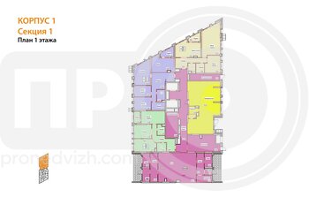 Миниатюра 2-комнатная квартира, 62.55кв.м