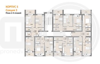 Миниатюра 2-комнатная квартира, 64.1кв.м