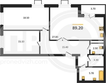 Миниатюра 2-комнатная квартира, 89.2кв.м