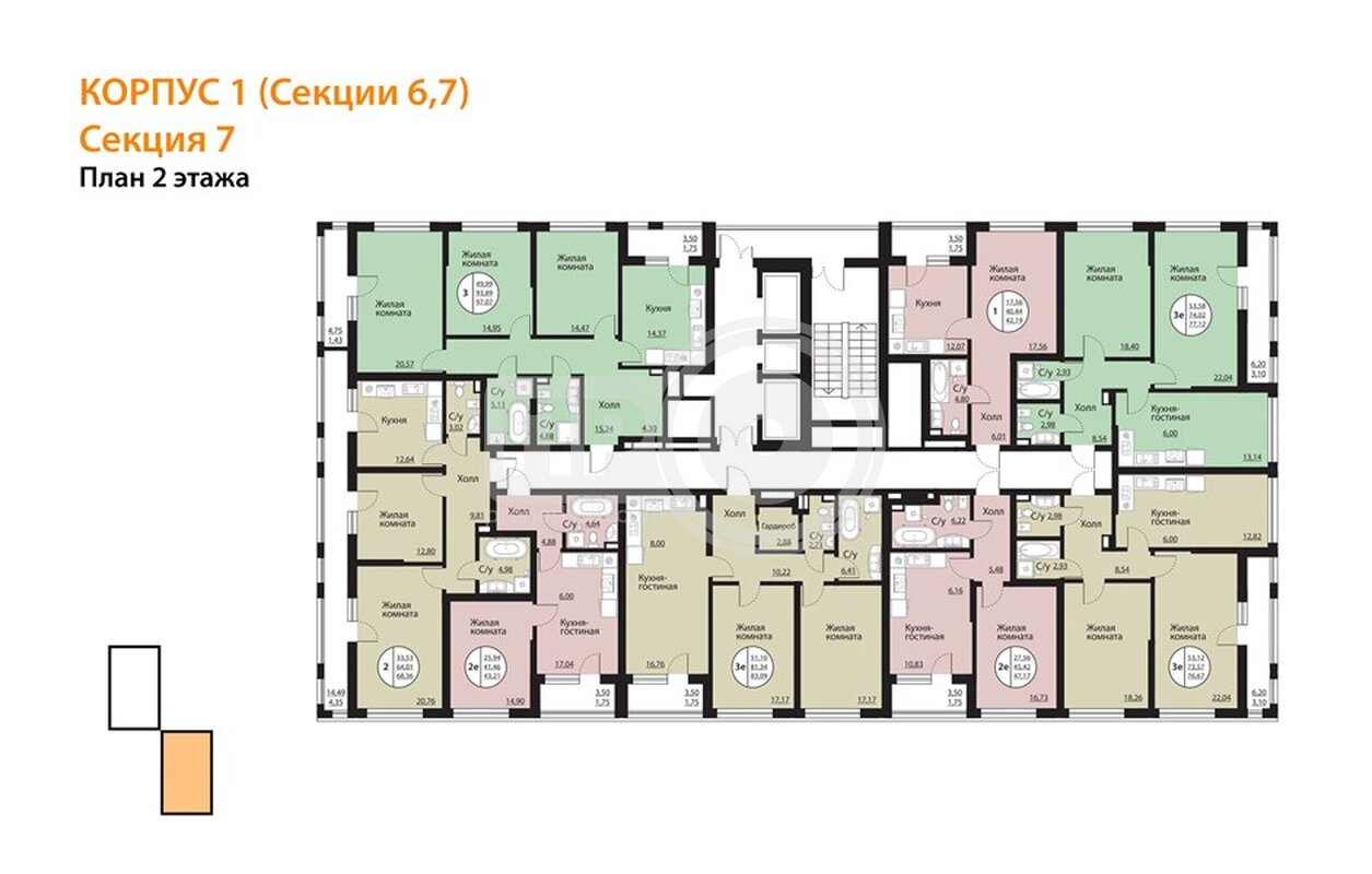 2-комнатная квартира, 76.67кв.м