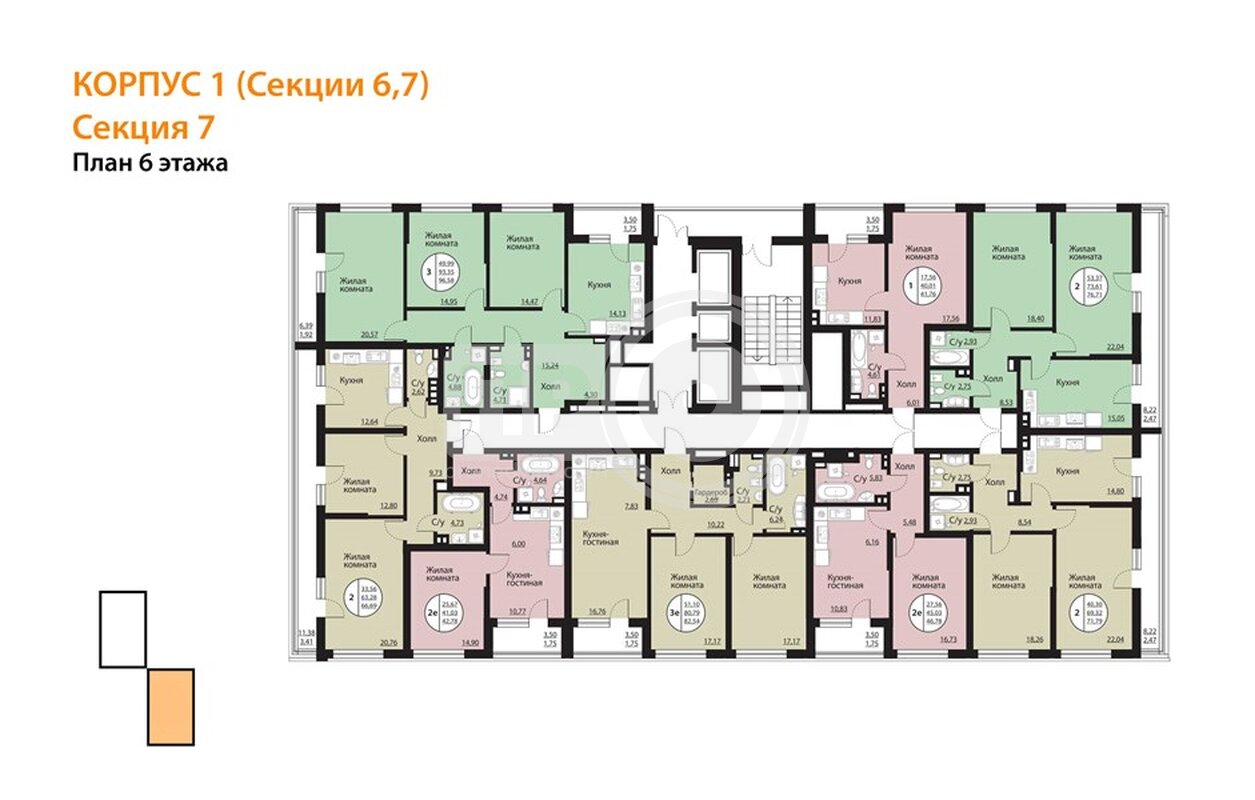 2-комнатная квартира, 72.17кв.м