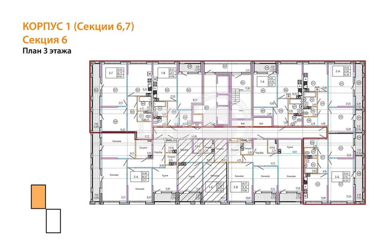 2-комнатная квартира, 64.02кв.м