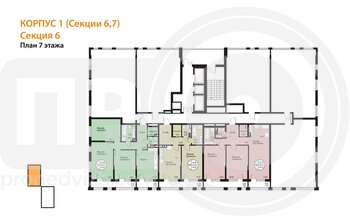 Миниатюра 1-комнатная квартира, 59.07кв.м